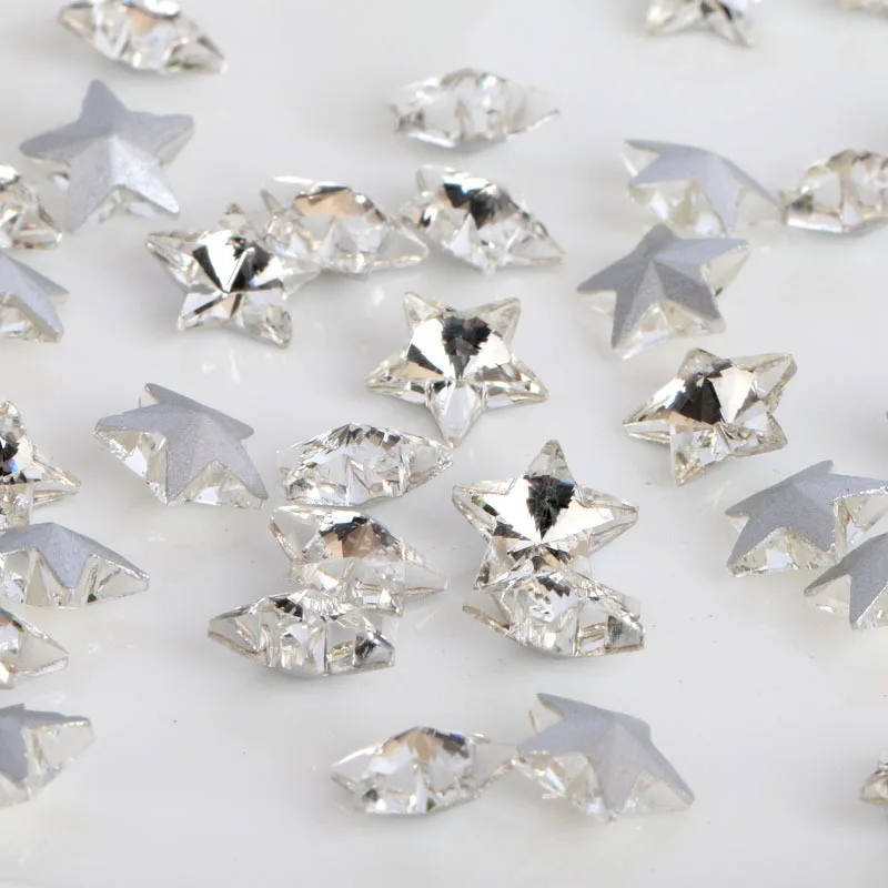 Super shining white five-pointed star Pointed bottom glass crystal rhinestones DIY Watch and dress jewelry accessories 20pcs