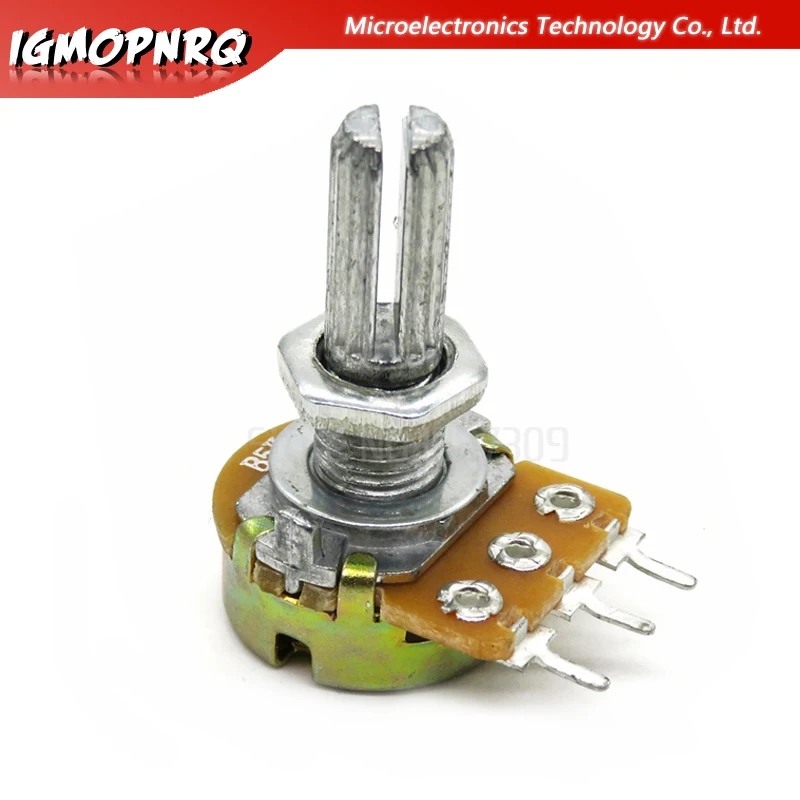 5pcs WH148 3PIN 20MM B10K 10K OHM Single Rotary Potentiometer Pots Shaft 20MM With Nuts Single couplet potentiometer