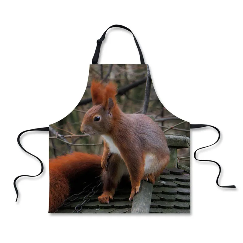 High quality cute Animal squirrels pattern printing  home leisure fashion kitchen aprons