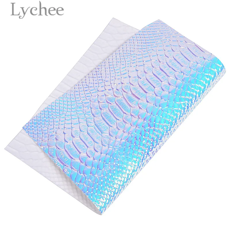 Lychee 29x21cm A4 Iridescent Crocodile Grain PU Fabric High Quality Sewing Synthetic Leather DIY Material For Handbag Garments