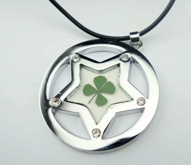 

15 pcs News--real four leaf clover with round design stone star pendant best sale YQTDMY