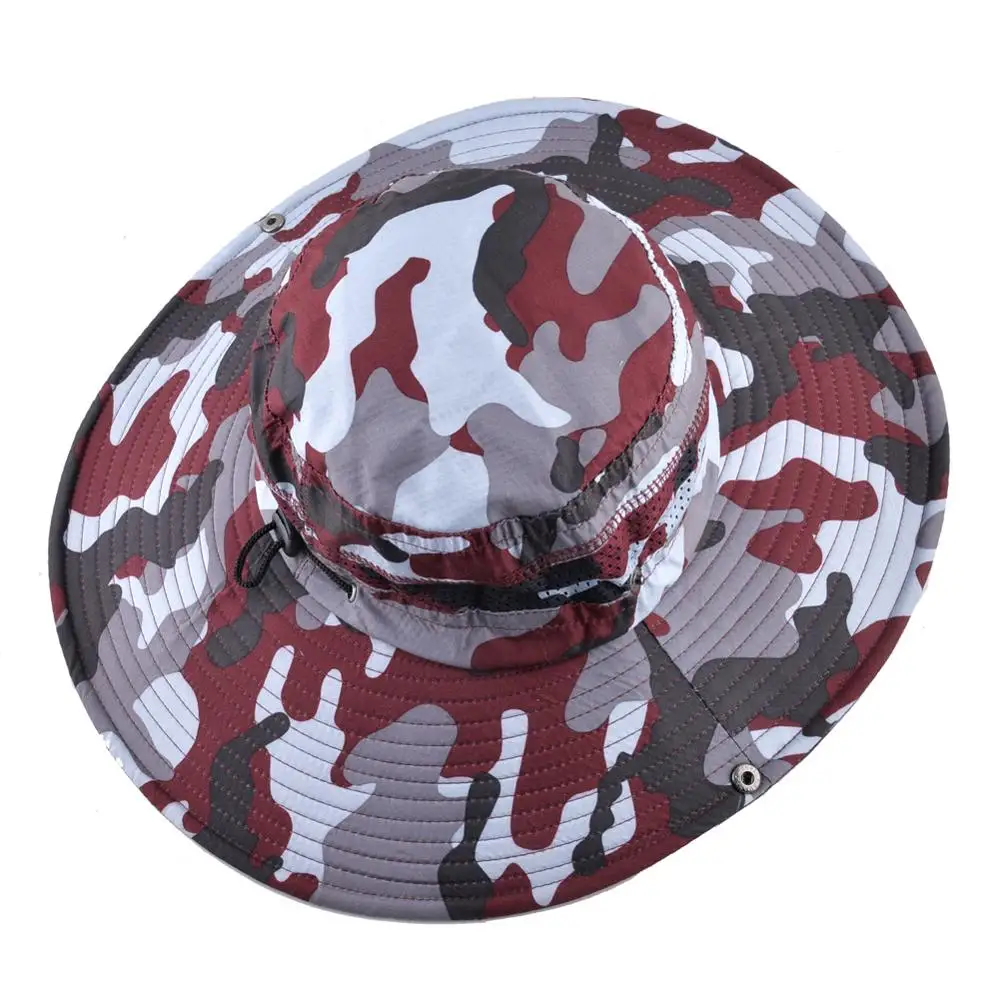 Fashion Tactical Camouflage sun hats for men Outdoor Fishing cap Wide Brim Anti-UV caps women camping hat Summer Hiking bone