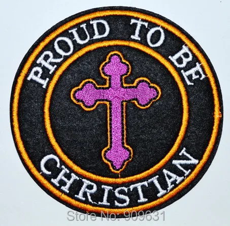 PROUD TO BE CHRISTIAN embroidered iron-on PATCH RELIGIOUS JESUS CROSS CRUCIFIX