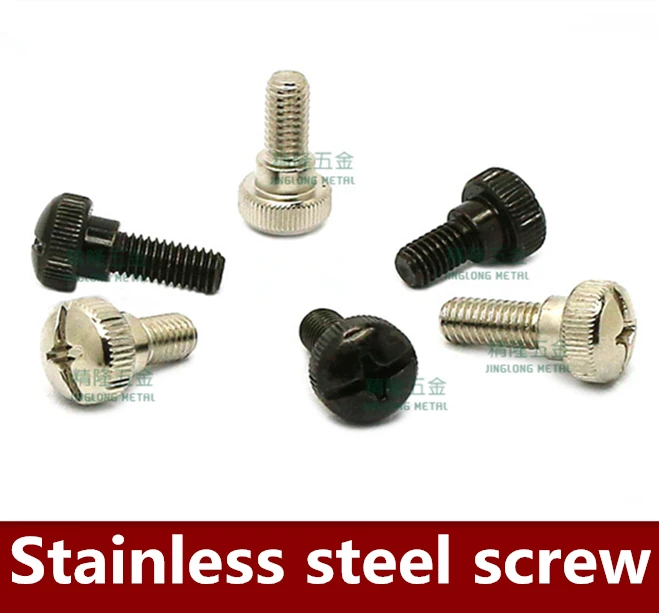 

200PCS/LOT M6*12 Hand screw screws free tool manual steps adjusting screw fastening carbon steel C1018 Nickel /Black