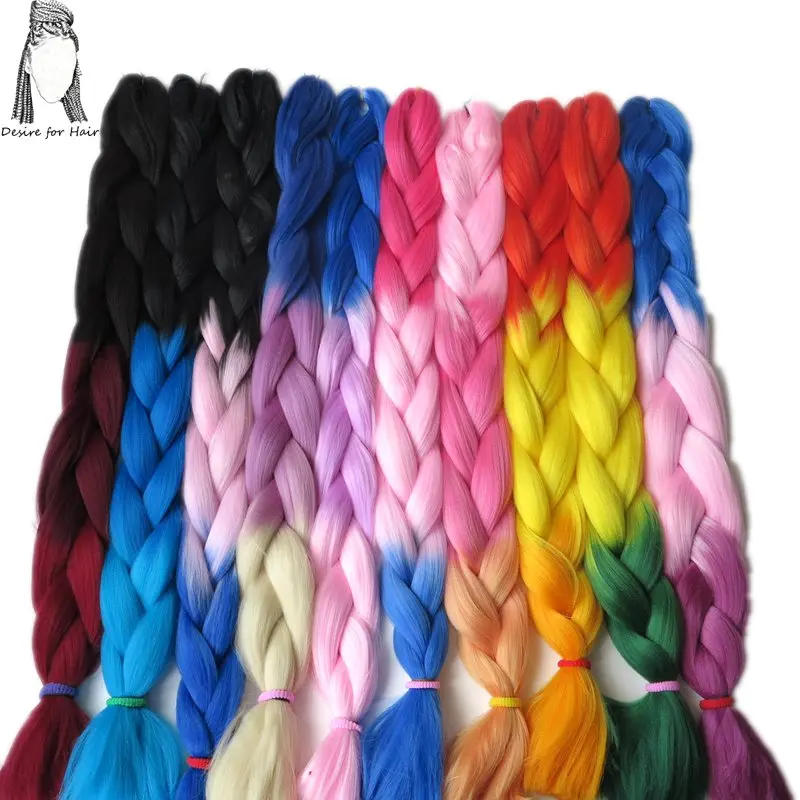 Desire for hair 1pack 32inch 165g Ombre two tone 3 tone color synthetic jumbo braiding hair extensions for braids