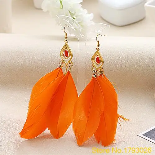 Novelty Handmade Fashion Goose Charm Feather Dangle Earrings Hook Earrings 4T8A