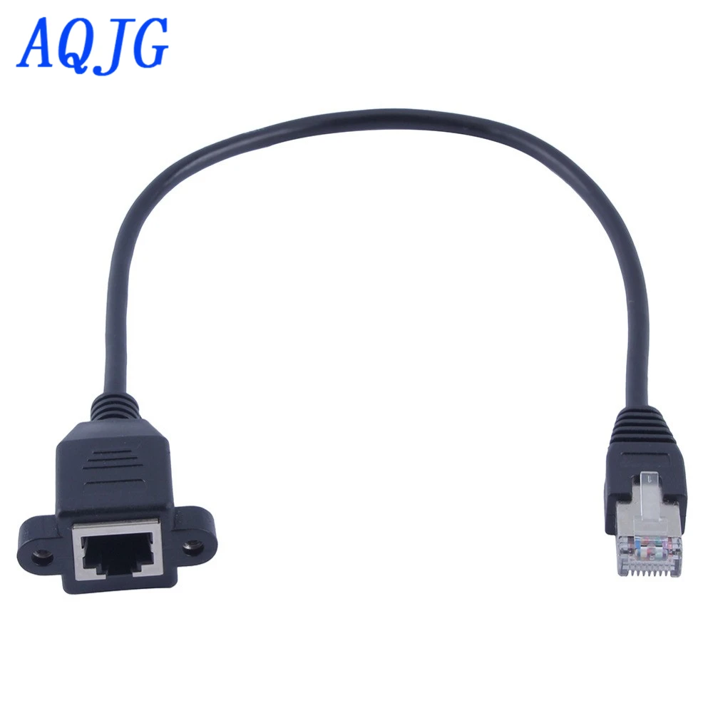 30cm/60cm RJ45 Cable Male to Female Screw Panel Mount Ethernet LAN Network Extension Cable rj45 female to male AQJG