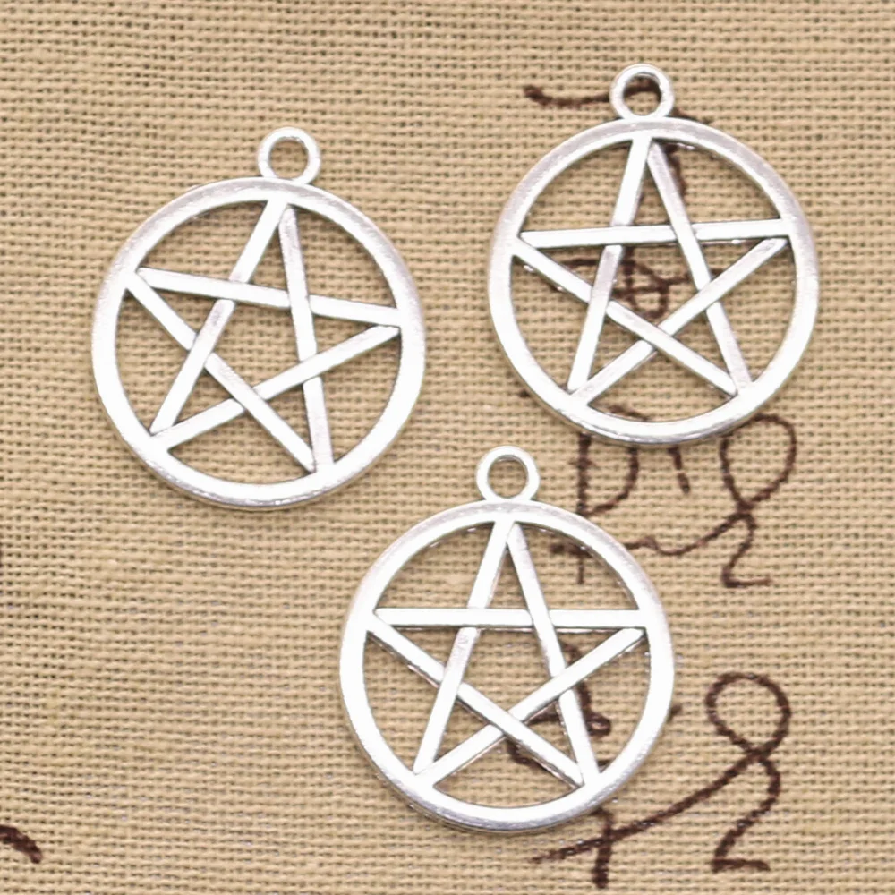 10pcs Charms Star Pentagram 24x24mm Antique Making Pendant fit,Vintage Tibetan Silver color,DIY Handmade Jewelry