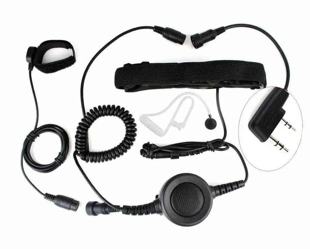 2 Pin PTT Throat MIC Earpiece for KENWOOD BAOFENG UV5R 888S PUXING WOUXUN Radio