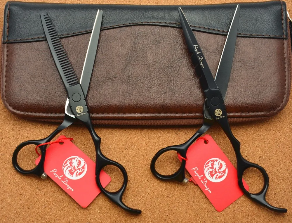 511# Brand Purple Dragon 5.5\'\' Hairdressing Scissors 440C Black/Red/White Barber Cutting Scissors Thinning Shears Hair Scissors