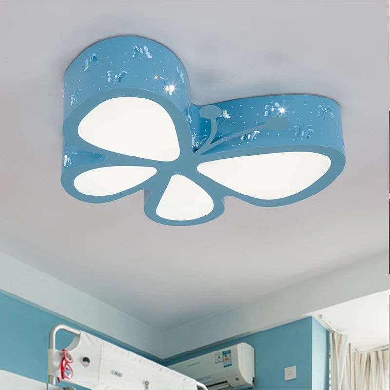 Modern brief children bedroom colorful butterfly hollow iron LED ceiling lamp home deco dining room acrylic ceiling light