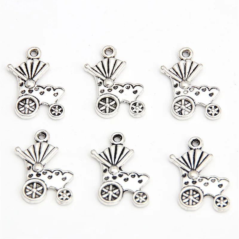40PCS   Silver Color Baby Carriage Charms Pendant Jewelry Findings For DIY Bracelet Necklace Making A2953