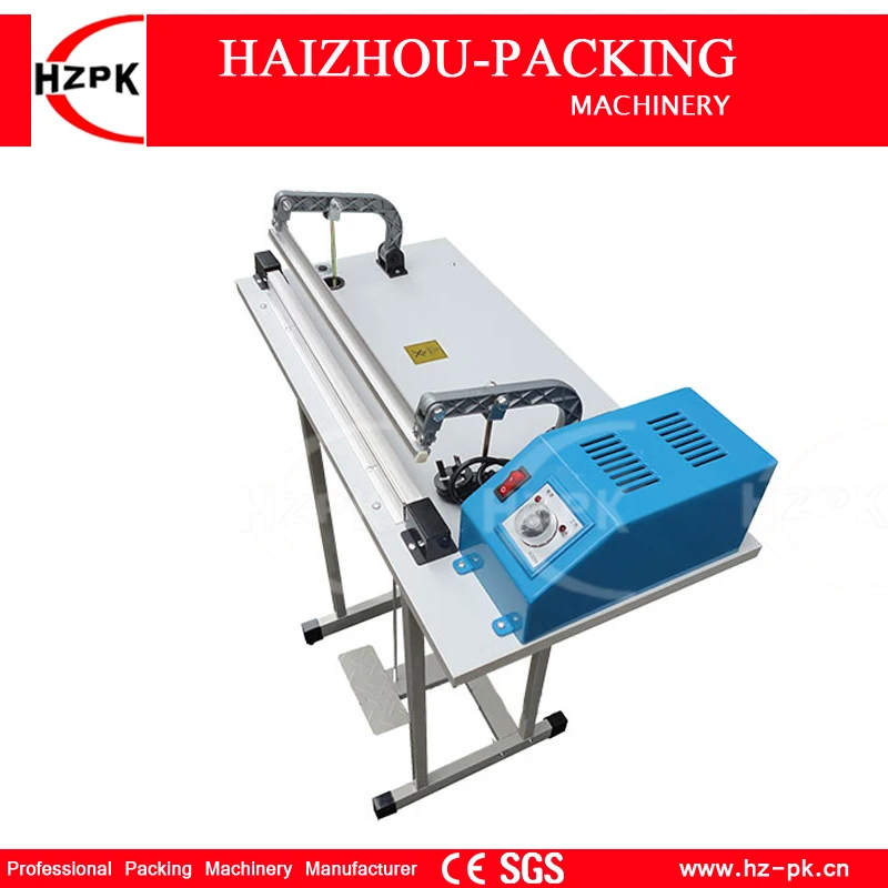 HZPK Foot Pedal Impulse Sealer Packing Machine Heat Bag Sealer Stand Floor Type Plastic Bag Sealing Machine Sealer 700mm SF-700