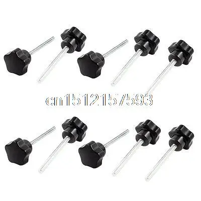 10 Pcs 25mm Dia Star Shaped Head M5 x 50mm Thread Clamping Screw Knob