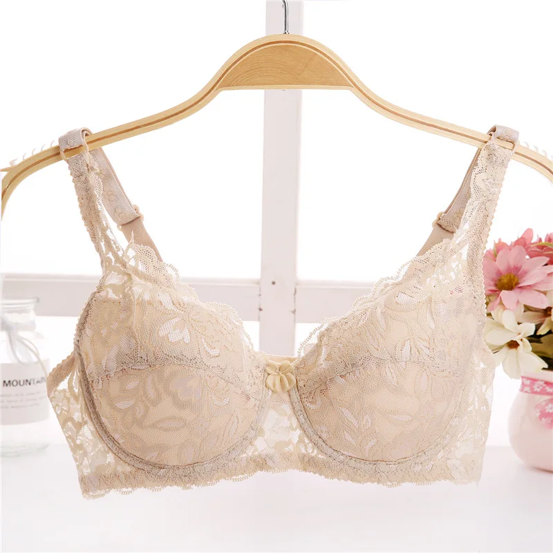 Soutien-gorge en dentelle pour femmes, lingerie sexy, à armatures, en coton doux, grande taille 32 34 36 38 40 BC