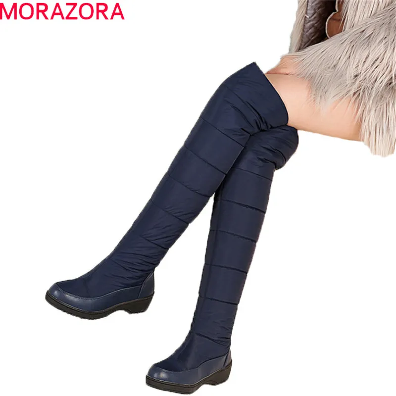 MORAZORA Fashion winter keep warm plush snow boots down over the knee boots footwear platform thigh high fur winter boots women