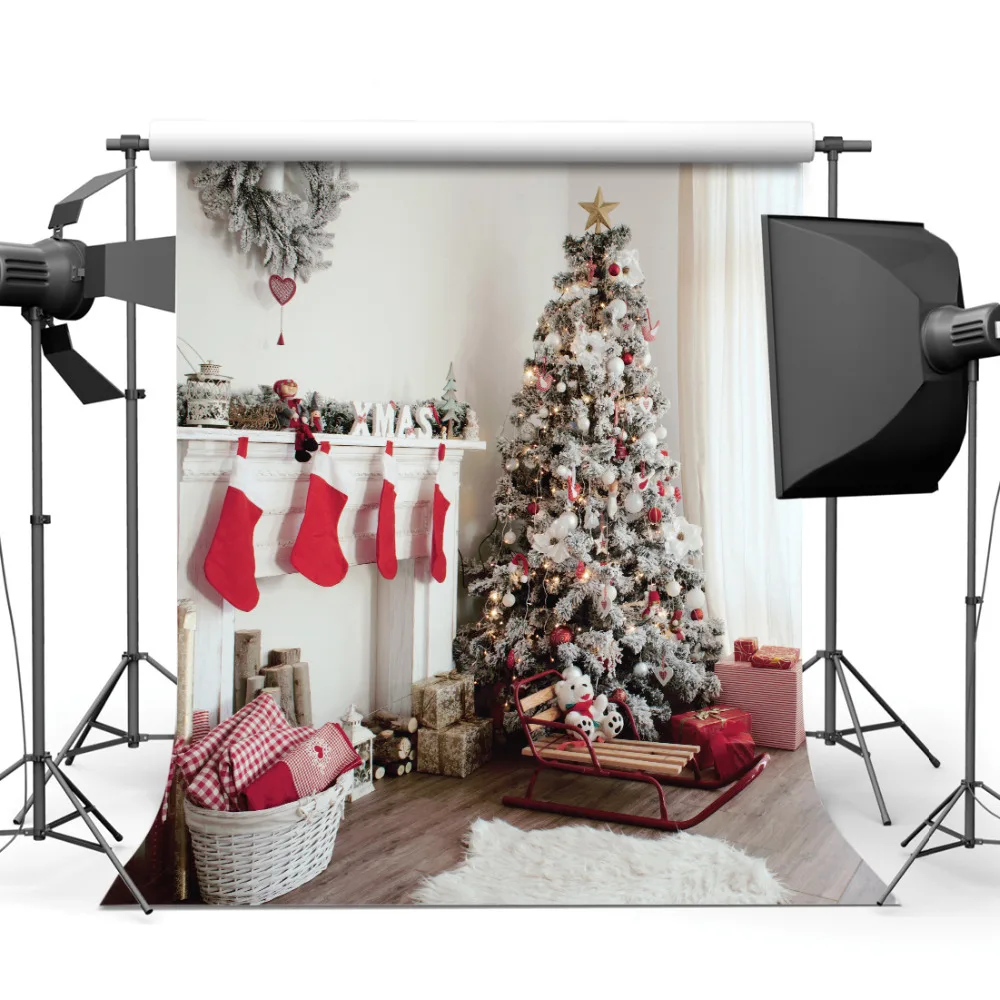 

Fireplace Socks Decor Christmas Photography Backdrops for Photo studio Backgrounds for Children Baby Party Photo Shooting