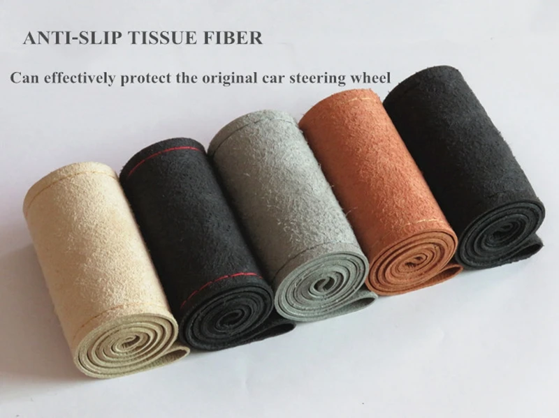 DIY Weiche Kunstleder-Lenkradbezüge Universelle Geflochtene Auto-Lenkradhülle Mit Nadeln und Faden Innenraum-Zubehör – Detail 5