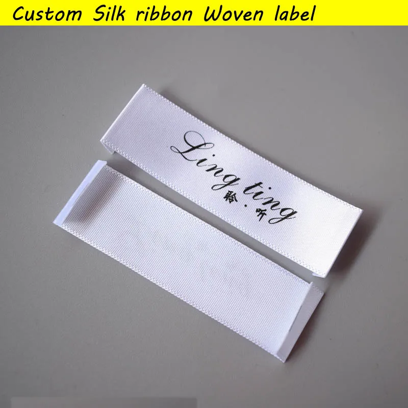 

Custom YOUR Brand Clothes Garment labels High Quality Ribbon label NO-Scraped Silk Ribbon Woven Labels DIY sewing woven Tags