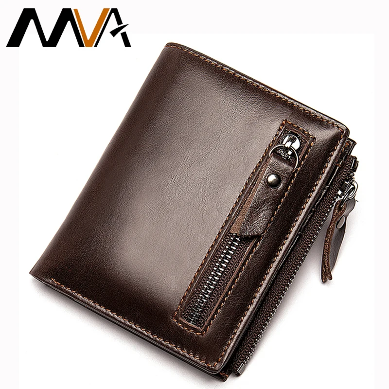 MVA Men's Wallet Genuine Leather Coin Purse Slim/ Mini Wallets Male Money Bags Men Leather Wallet for Card Wallet Purse 6046