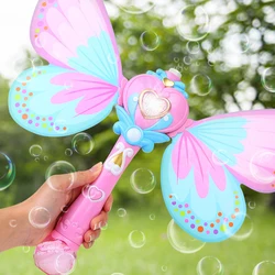 Electric Magic Wing Wand Automatic Soap Bubble Blowing Gun Blower Machine Light Music Funny Outdoor Girls Toys For Kids Gifts