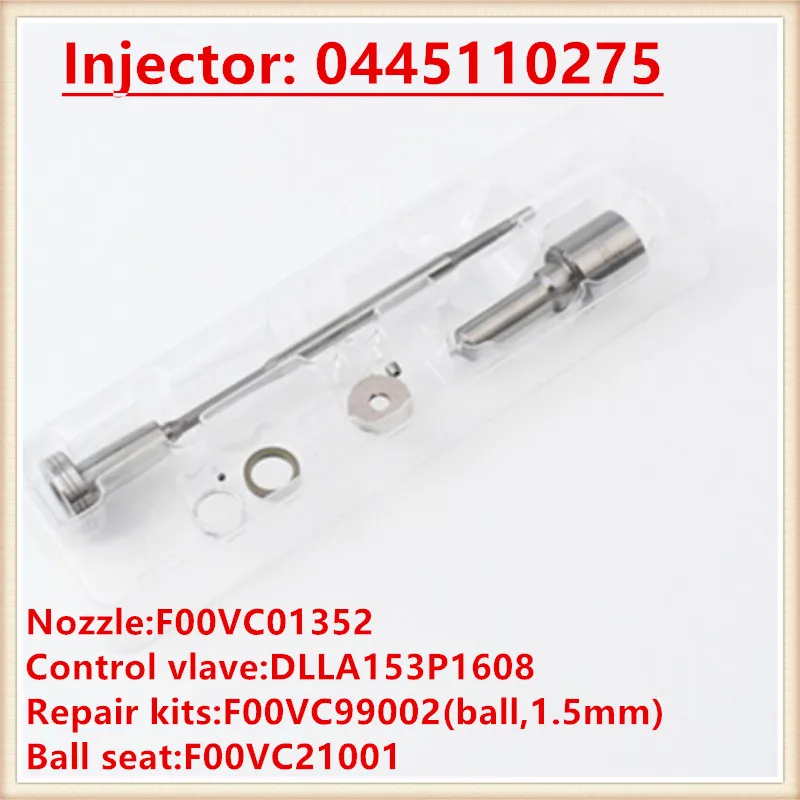 

Diesel Injector Overhaul Repair Kits Nozzle DLLA153P1608 F00VC01352 Valve Sealing Rings, ball, ball seat for 0445110275