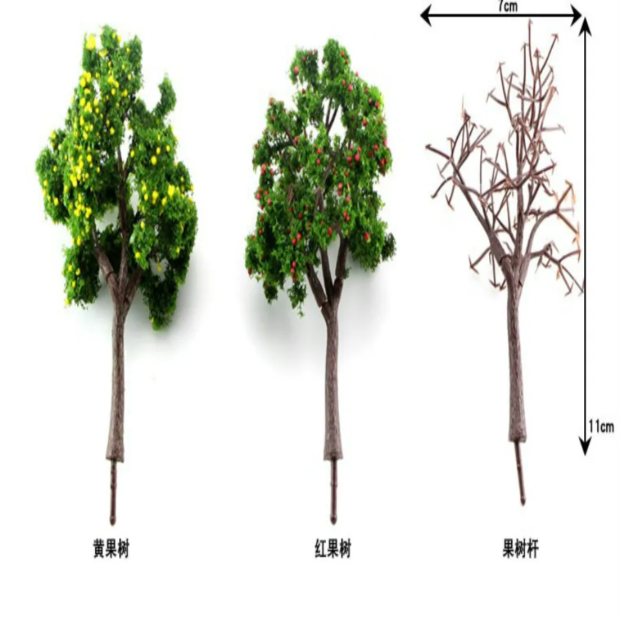 Nowy 20 sztuk OO O skali sztuczny owoc drzewa układ scenę dla kolei 11CM Model pociągu Ho skala modelowania kolejowego