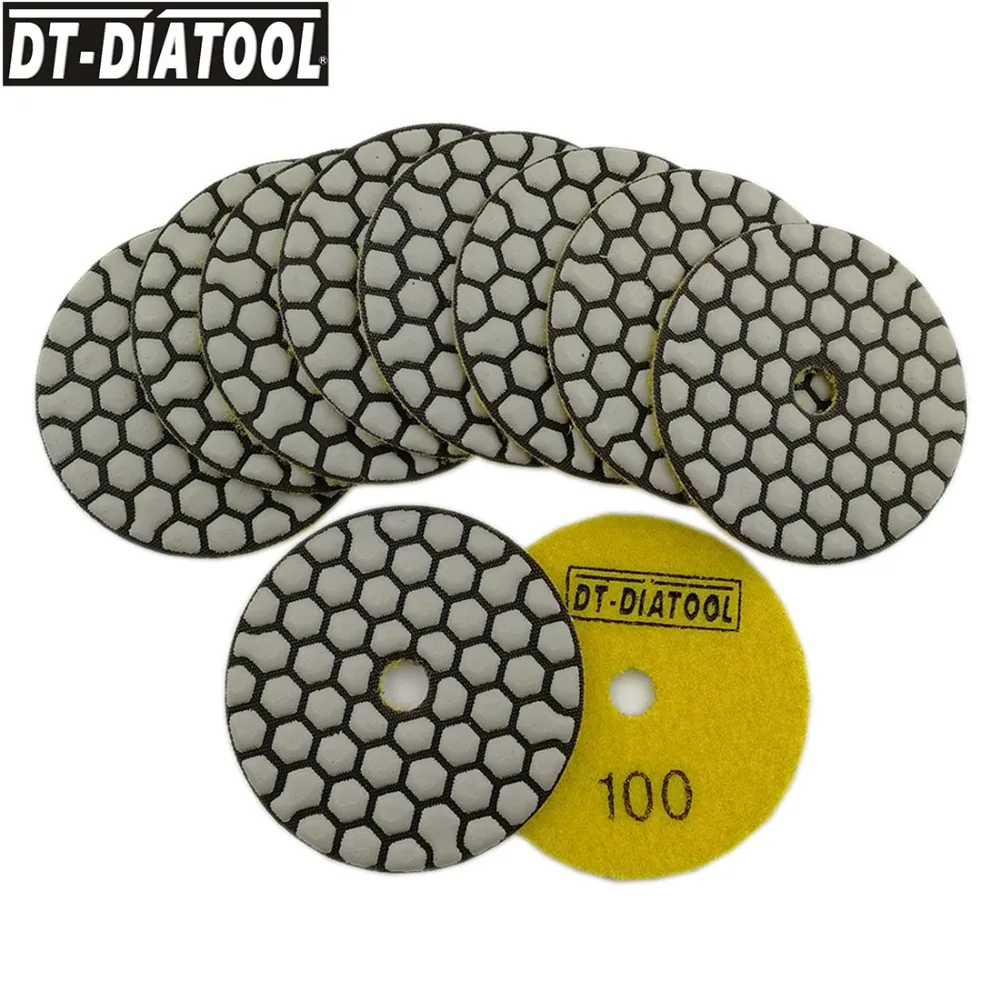 DT-DIATOOL-Flexible Sanding Disc for Granite Marble, Dry Polishing Pads, Resin Bond Diamond, Diameter 3Inch, 80mm, 10Pcs per Set