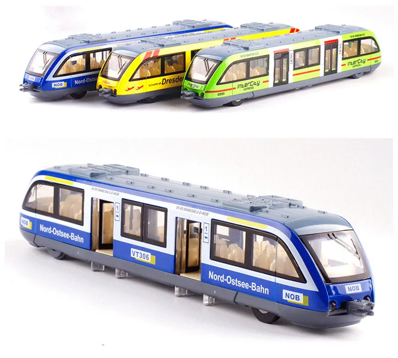 Exquisite 1:64 city subway alloy model,simulation die-cast sound and light pull back train toy, children\'s gift,free shipping