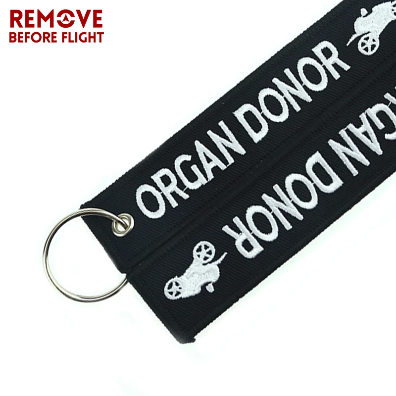 2PCS/SET Remove Before Flight Key Chain Red Black Embroidery Safety Luggage Tag Key Ring for Motorcycle Car Keychains Bijoux