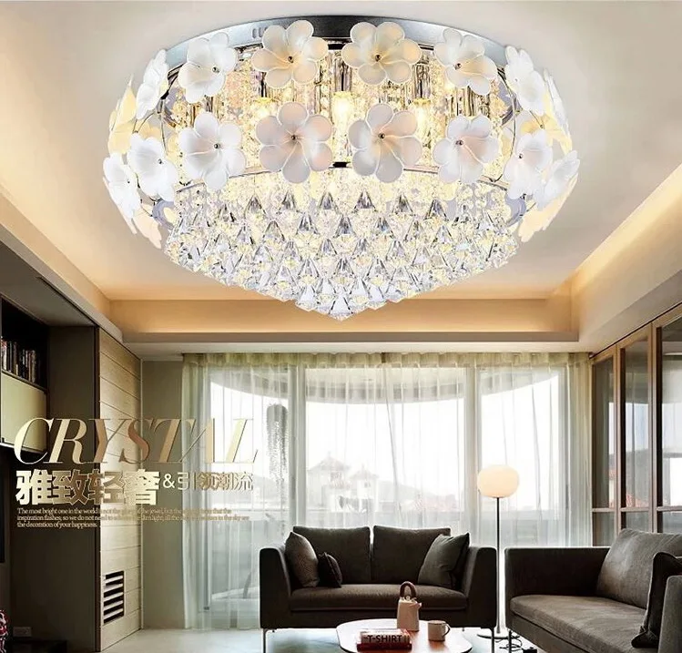 European style K9 fashion Dual use Pendant lamp bedroom living room lamp Flower crystal Pendant lights Restaurant light ZL362