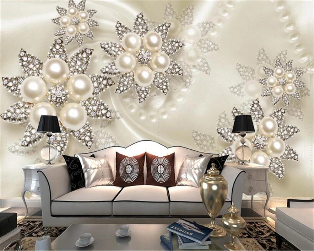 

Beibehang Custom Wallpaper Living Room Bedroom Mural 3D Diamond Jewelry Flower Sofa TV Background mural 3d wallpaper for walls