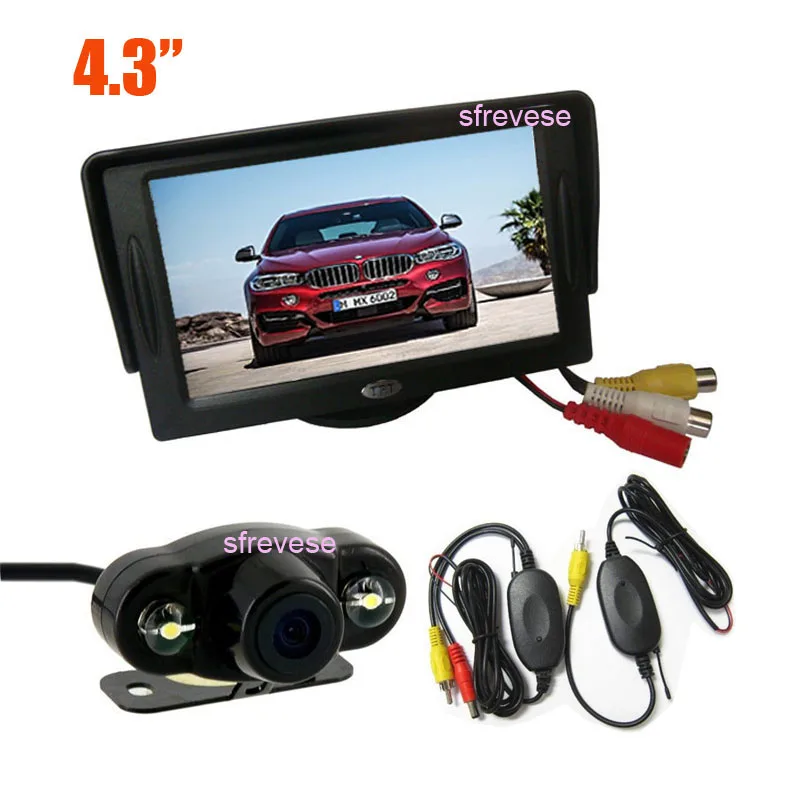 Wireless Waterproof 2 LED Car Reversing Backup Camera 170 Degree Wide Angle + 4.3