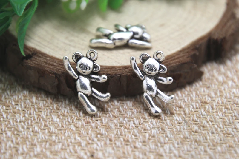 15pcs-  hippie bear Charms Antique Tibetan silver dancing bear charm pendants 10x20mm