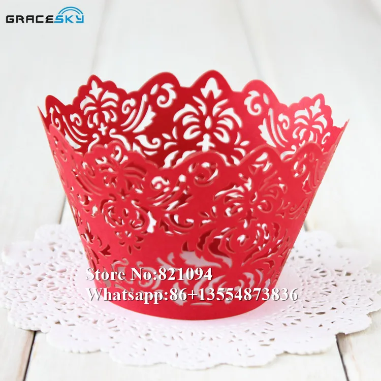 50pcs/lot totem Vine Lace Laser Cut Cupcake Wrapper Liner Baking Cup  Wedding / Birthday Party decoration with 23 colors