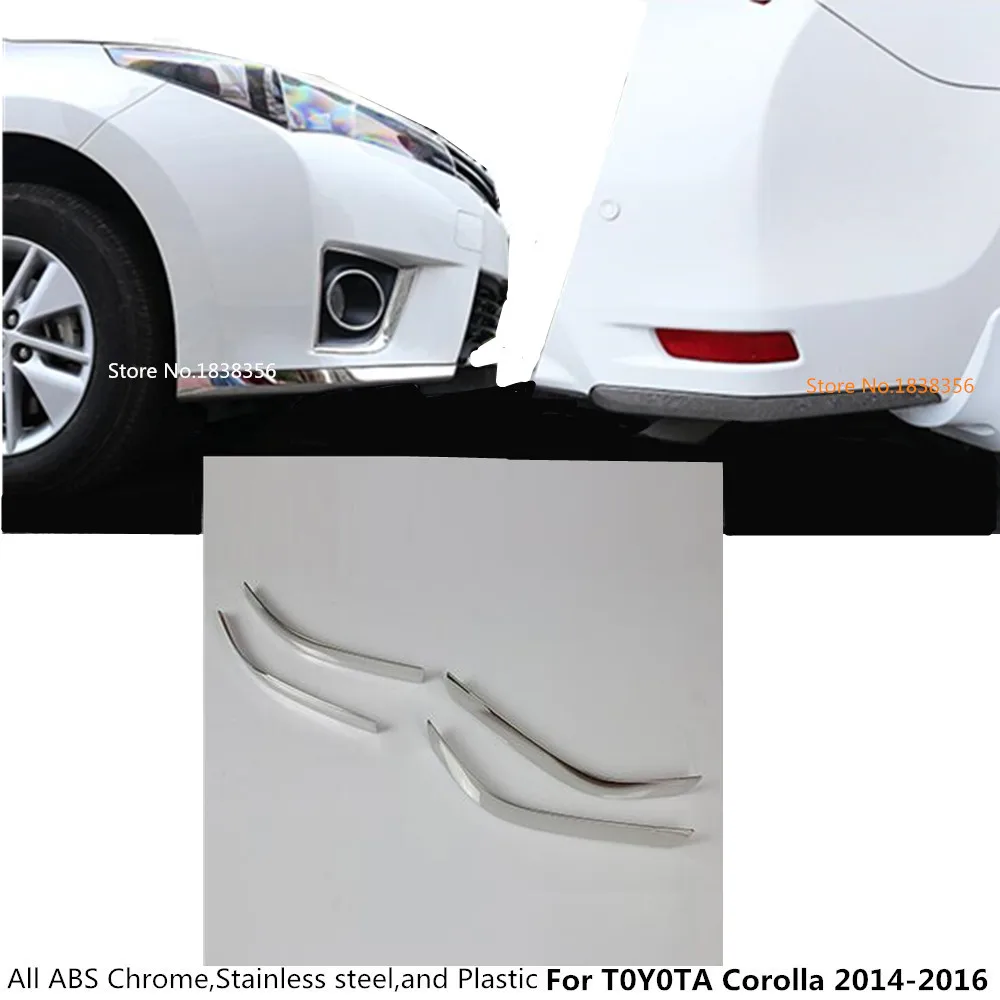 Car Front+Rear Side Bumper Corner Trim Frame Stainless Steel Anti-Rub Cover For Toyota Corolla Altis 2014 2015 2016