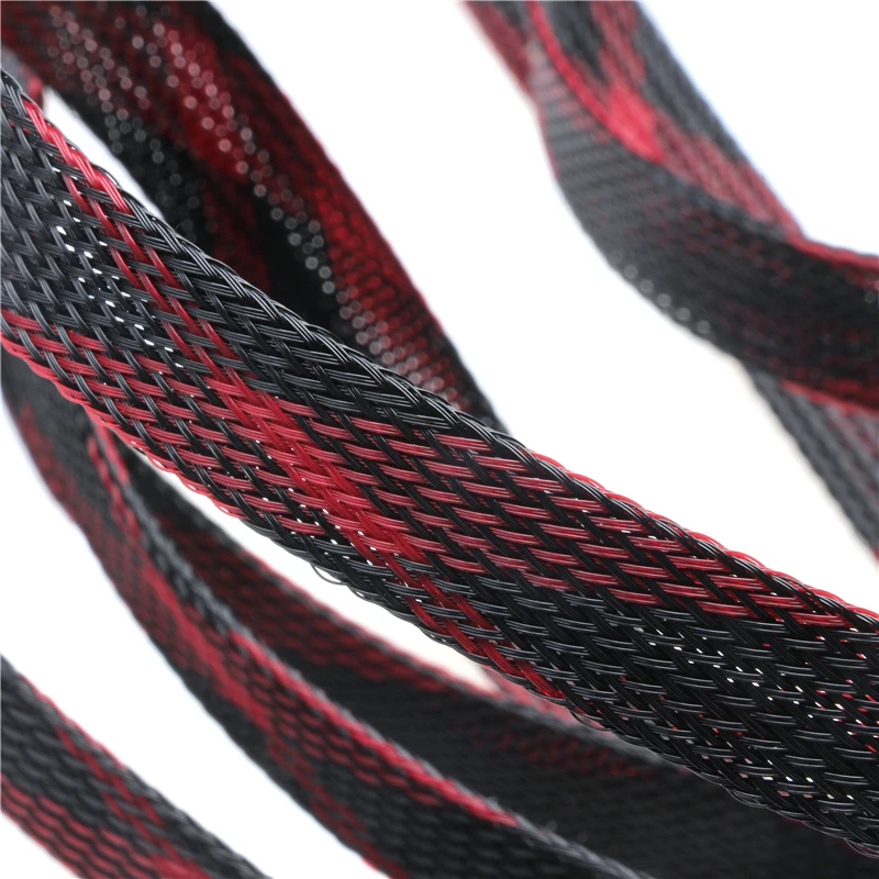 5M Black&Red Insulation Braided Sleeving Tight PET Expandable Cable Sleeve 2/4/6/8/10/12/15/20/25mm Wire Gland Cable Protection