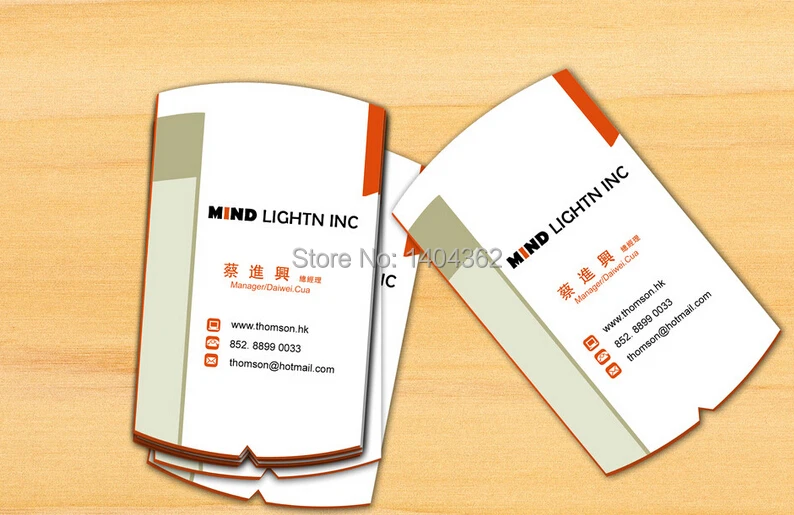 500pcs/lot Custom business cards Designed 4 Color 2 Sided Printing 300gsm Art Paper Die Cut Business/Name/Visiting Card