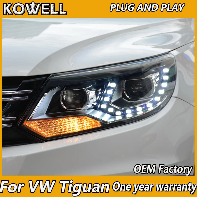 KOWELL Car Styling for VW Tiguan Headlights 2013 New Tiguan Headlight DRL Bi Xenon Lens Headlight High Low Beam Parking