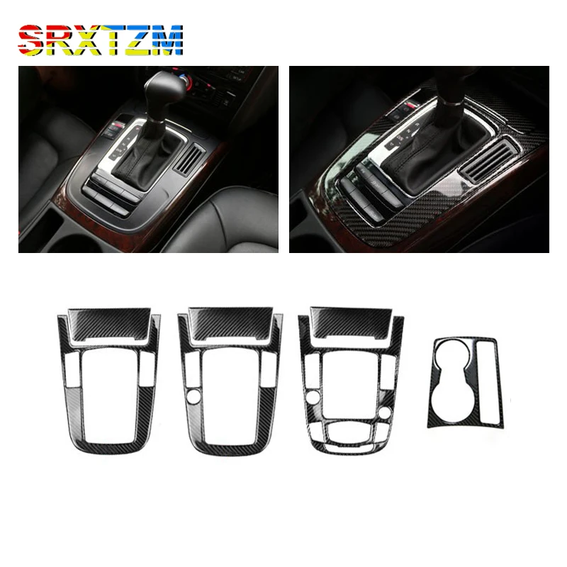 SRXTZM Carbon Fiber Interior Central Control Gear Shift Panel Decoration Cover Trim accessories Car Styling For Audi A4 A5 B8