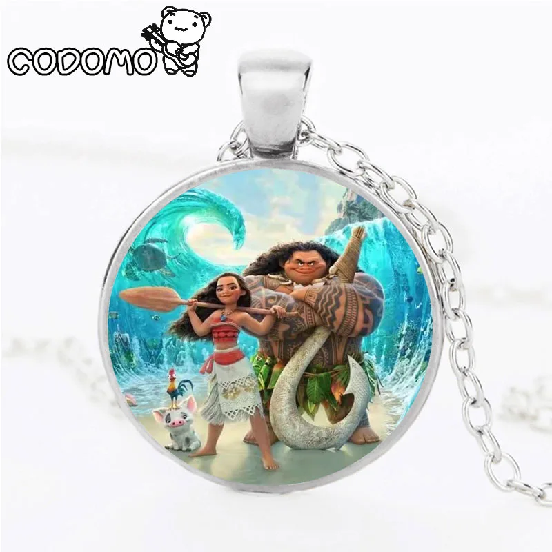 12 Patterns the Princess Moana Anime Actions Figure Toys the Oar Pendant Necklace Alloy  for Kids Birthday Party Gift Supplies