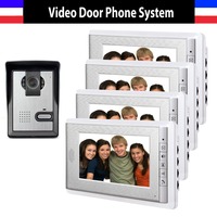 7 Inch Monitor Video Door Phone Intercom Doorbell Camera Intercom Monitors 1 Camera 4 Monitor Video Intercom Door bell System