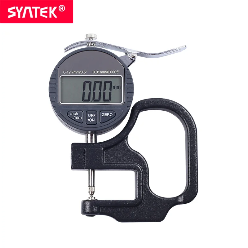 Syntek 12.7mm 0.5inch Electronic Digital Thickness Gauge Precision 0.01/0.001mm Micron Thickness Indicator Digital Round Head CE