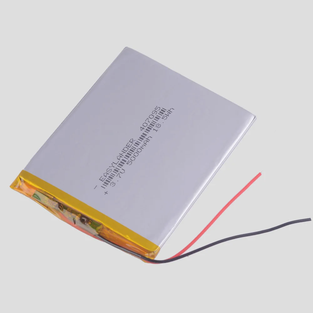 充電式リチウムイオンポリマー電池,3.7v,407095, 5000mah,7インチ,タブレットPC,バッチあたり3個