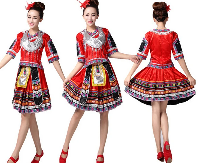 New Arrival New Hot Sale Ancient Traditional Red Yellow Blue S-4XL Plus Size Chinese Miao Clothing / Hmong Clothes