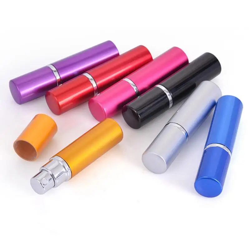 Empty 5ml Anodized Aluminum Glass Compact Perfume Bottle Atomiser Mini Spray Fragrance Scent-bottle LX1318