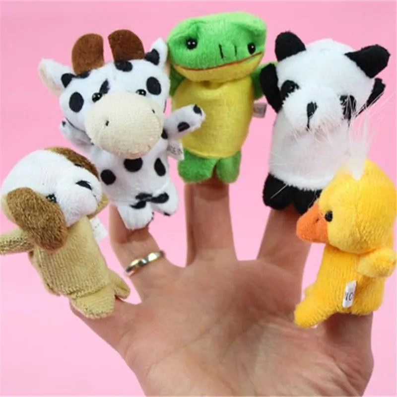 10 Pcs/Lot Cute Cartoon Animal Finger Puppet Biological Animal Finger Puppet Plush Toys Child Birthday Gifts Baby Favor Dolls