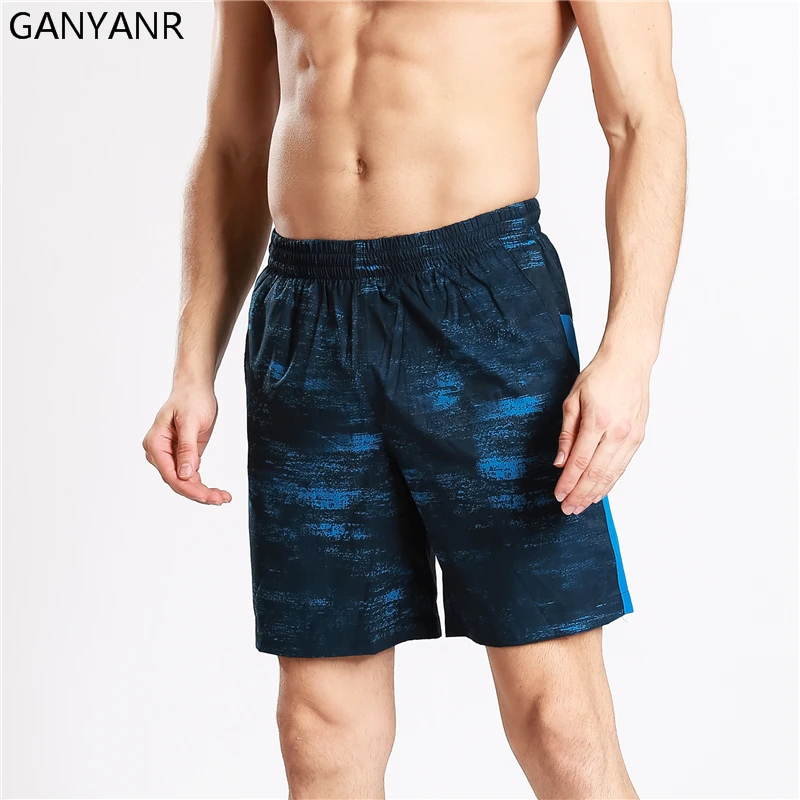 GANYANR Running Shorts Men Gym Sports Basketball Athletic Leggings Soccer Volleyball Athletic Crossfit Fitness Boxer Pocket