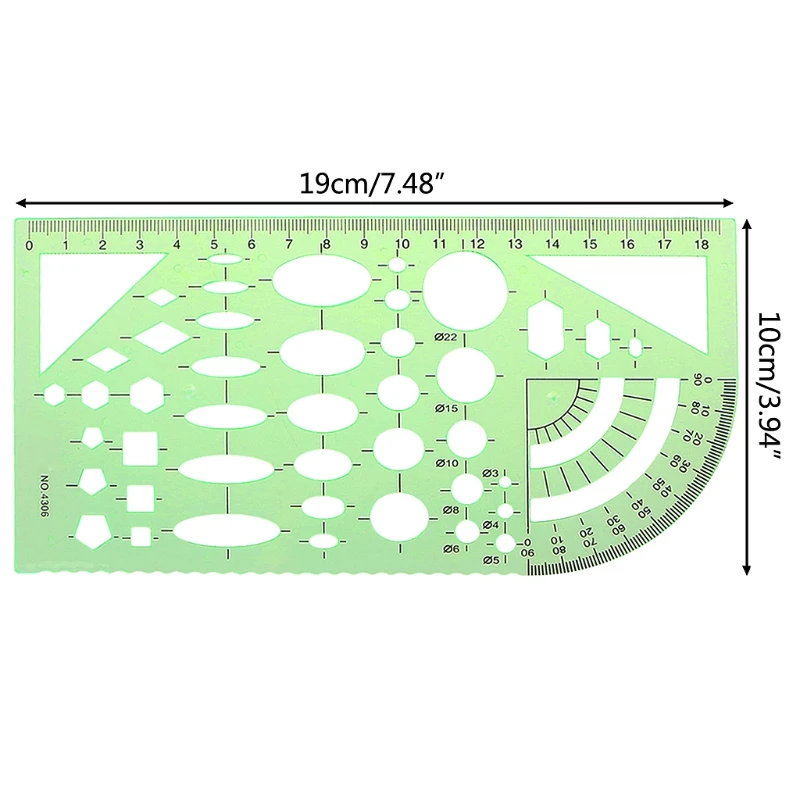 Green Geometric Template Ruler Drawing Tools Mapping Student School Stationery