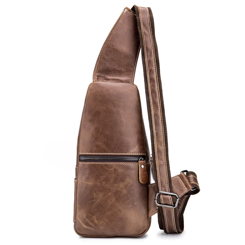 Bolsa de Ombro de Couro Genuíno para Homens Bolsa Peito Bolsa Crossbody Estilo de Marca Bolsa Mensageiro Masculina, Moda